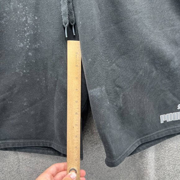 Puma Shorts Mens XL Black White Elastic Waist Spell Out Logo Extra Large Fleece - Picture 10 of 10